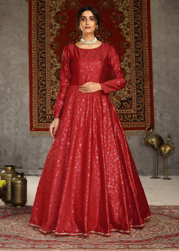 FESTIVE RED SEMI STITCHED ANARKALI (6900465402049)