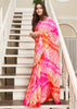 BEAUTIFUL MULTICOLOUR PINK PRINT SAREE (6646627205313)