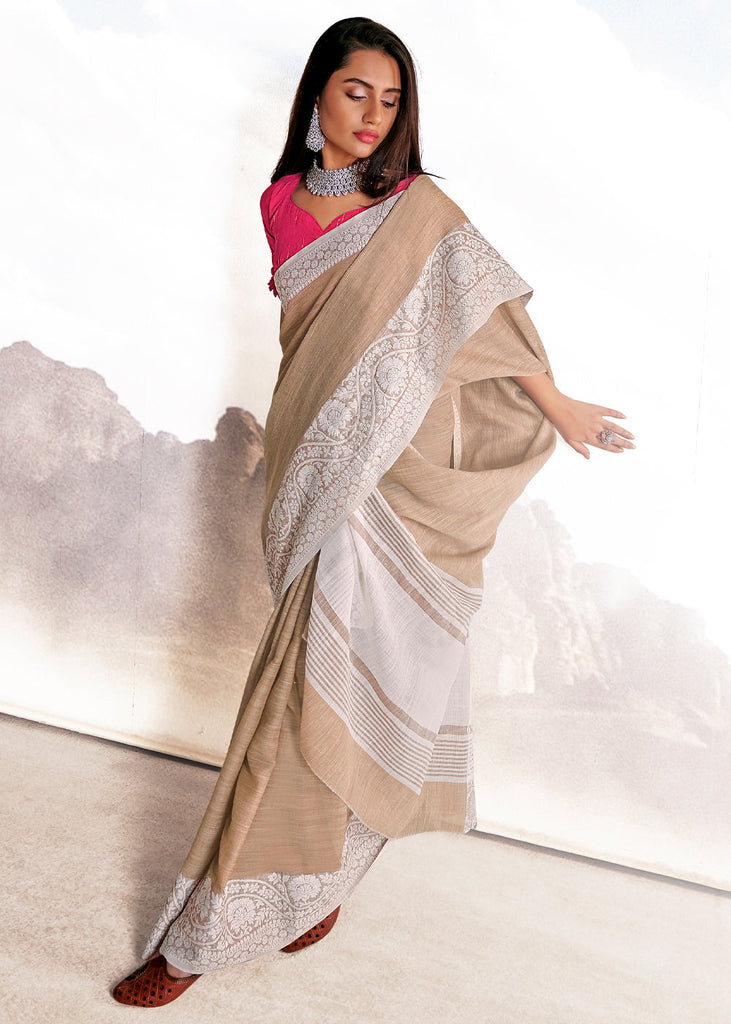 Party wear Plain Handloom Pure Organic Linen Sarees, 6.3 m (with blouse  piece) at Rs 1450 in Kolkata