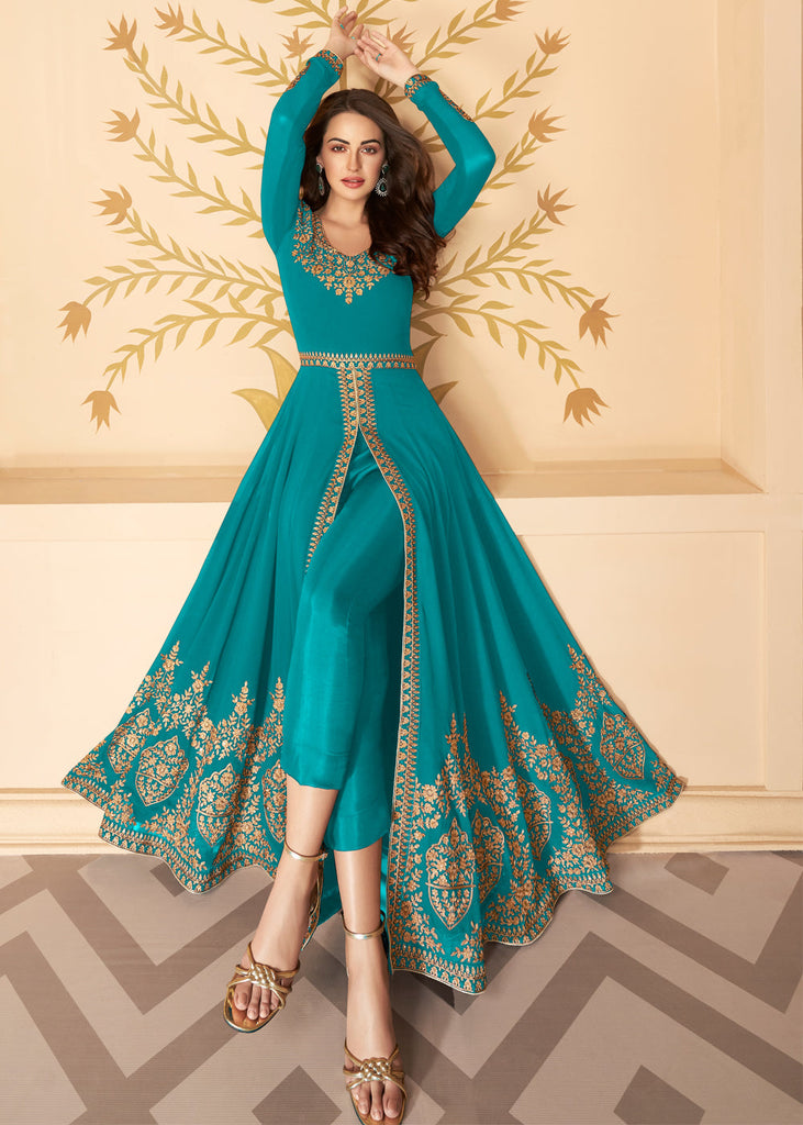 RIVER BLUE EMBROIDERED ANARKALI (6652807545025)