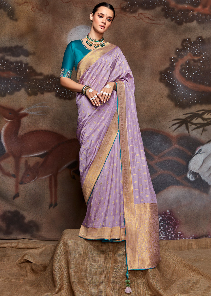 Regal Plum Silk Saree – RawaazFashion