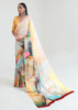 AQUA YELLOW PRINT SAGA SAREE (6297940623553)