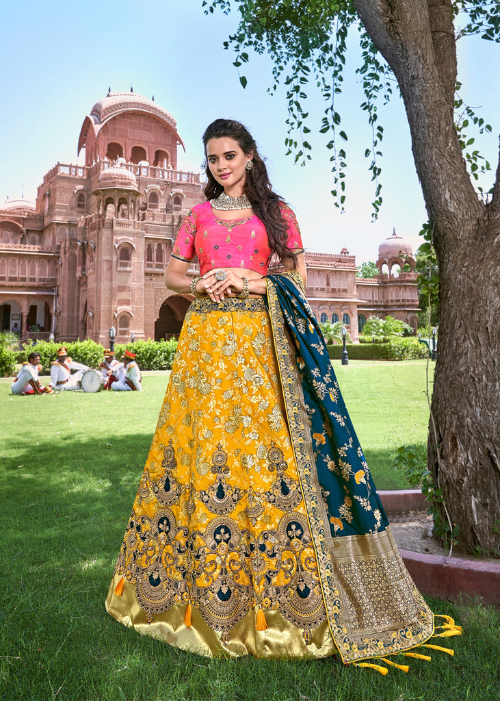 Bridal Yellow Lehenga Choli Dupatta for Women Haldi Function. Designer  Indian Lehenga With Golden Blouse Custom Made in Any Size - Etsy Denmark