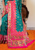 Parineeta: Teal Blue Banarasi Saree With Beautiful Paithani Border