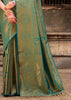 TURQUISE GREEN BRONZE ZARI WOVEN KANJIVARAM SILK SAREE