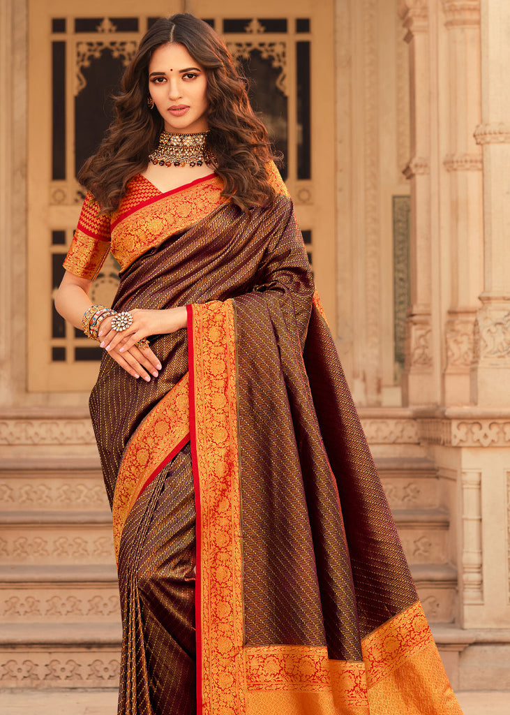 Maroon Kanjivaram Silk Saree | Leemboodi