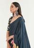 DENIM BLUE PRINT SAGA SAREE (6679283499201)