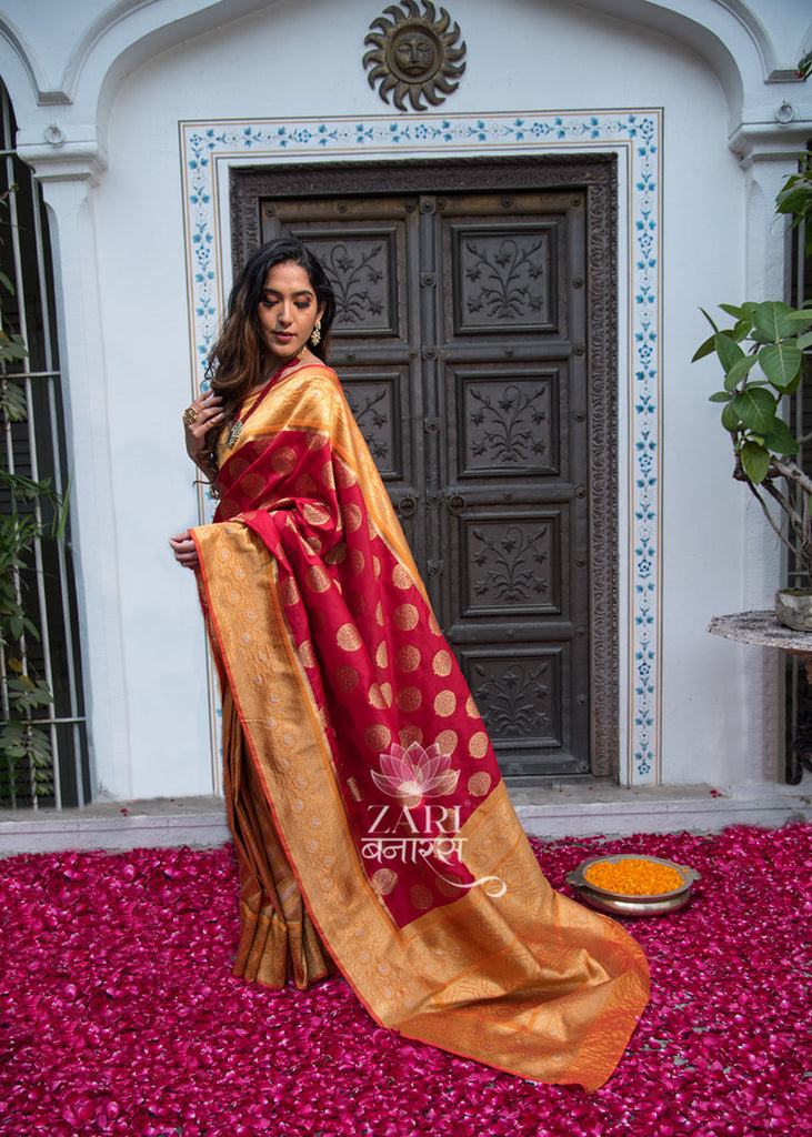 Yellow Zari Woven Wedding Saree In Banarasi Silk 4443SR07