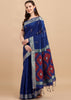 DAZZLING BLUE WOVEN TEXTURED COTTON SILK SAREE