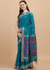 FIROZI BLUE WOVEN TEXTURED COTTON SILK SAREE