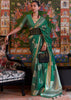 Forest Green Woven Banarasi Organza Silk Saree