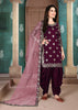 GRAPE WINE PURPLE MIRROR WORK SEMI STITCHED SUIT (6879166759105)