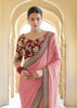 ROSE PINK ORGANZA SILK DESIGNER SAREE (6946341191873)