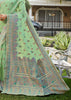 KIWI GREEN WOVEN COTTON LINEN SILK SAREE (6712605868225)