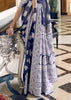 NAVY BLUE WOVEN LUCKNOWI COTTON SAREE (6865575641281)