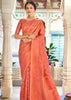 BLUSH PEACH BANARASI ORGANZA SILK SAREE