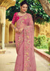 DUSTY PINK ORGANZA WOVEN SILK SAREE