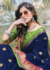 ROYAL BLUE WOVEN COTTON SAREE (6846871666881)