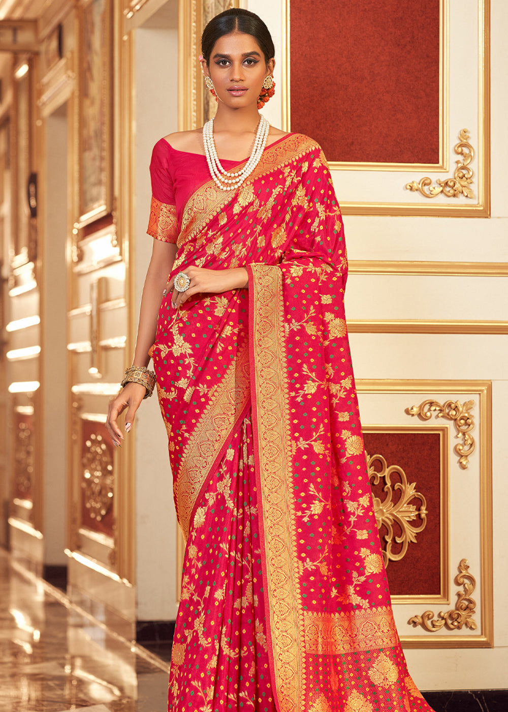 Orchid Purple Designer Printed Silk Saree – Ethnos