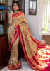 Phalgun : Rangkaat Khaddi Georgette Handloom Banarasi Saree in subtle shades of Yellow and Pink (7490833285313)