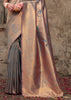 SILVER GREY BRONZE ZARI WOVEN KANJIVARAM SILK SAREE