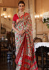 RED AND OFF WHITE WOVEN PATOLA SILK SAREE