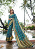 HORIZON BLUE WOVEN BANARASI SILK SAREE WITH GOLDEN BORDER (6144740065473)