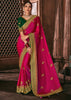 RANI PINK WOVEN BANARASI SILK SAREE WITH EMBROIDERED BLOUSE (6639029158081)