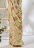 FROST BEIGE PRINTED SAREE WITH EMBROIDARY (6885525684417)