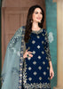 NAVY BLUE MIRROR WORK SEMI STITCHED SUIT (6879161254081)