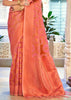 BLUSH PEACH BANARASI ORGANZA SILK SAREE