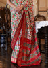 RED AND OFF WHITE WOVEN PATOLA SILK SAREE