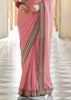 ROSE PINK ORGANZA SILK DESIGNER SAREE (6946341191873)