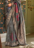 FOSSIL GREY WOVEN BANARASI SILK SAREE