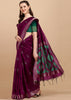 WINE PURPLE WOVEN TEXTURED COTTON SILK SAREE