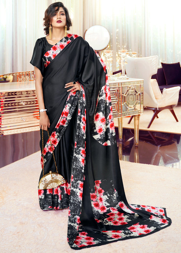 MOOD INDIGO BLACK PRINT SAGA SAREE (5975321968833)