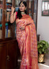 Phalgun : Rangkaat Khaddi Georgette Handloom Banarasi Saree in subtle shades of Pink (7490827157697)