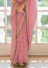 DISHY CORAL ORGANZA SILK DESIGNER SAREE (6873808765121)