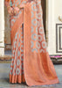 POWDER GREY BANARASI ORGANZA SILK SAREE