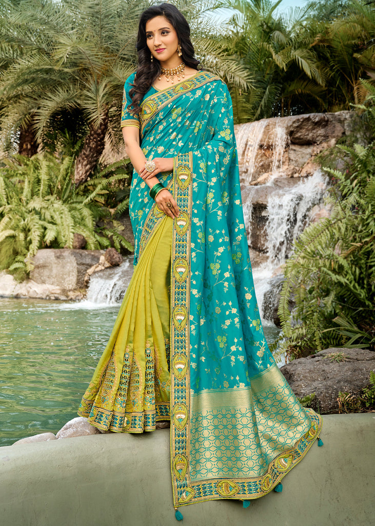 Fancy Party Wear Designer Saree Deservingly Glorified Light Green Colour