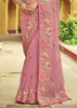 DUSTY PINK ORGANZA WOVEN SILK SAREE