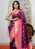 PARINEETA: Wine purple Banarasi Saree with Beautiful Paithani Border