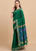 TRUE GREEN WOVEN TEXTURED COTTON SILK SAREE