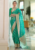 GANGES GREEN WOVEN ORGANZA SILK SAREE (6918680215745)