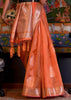 PEEL ORANGE WOVEN BANARASI ORGANZA SILK SAREE