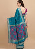 FIROZI BLUE WOVEN TEXTURED COTTON SILK SAREE