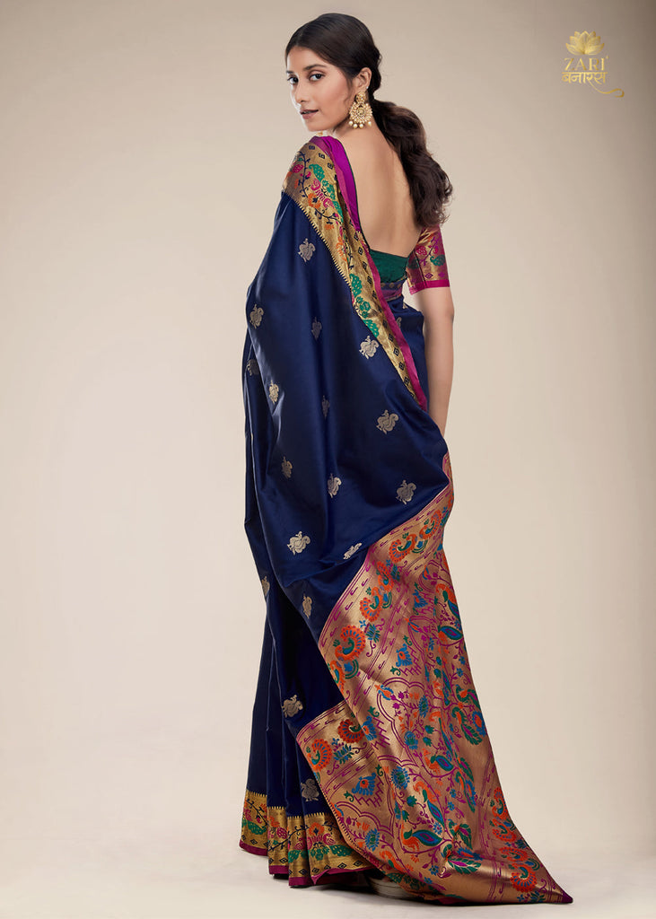 ROYAL BLUE WOVEN PAITHANI SAREE (6774911303873)