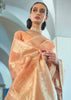 CORAL PEACH  WOVEN BANARASI ORGANZA SAREE (6651909570753)