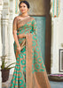 AQUA GREEN BANARASI ORGANZA SILK SAREE