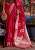 Raspberry Red Woven Banarasi Organza Silk Saree